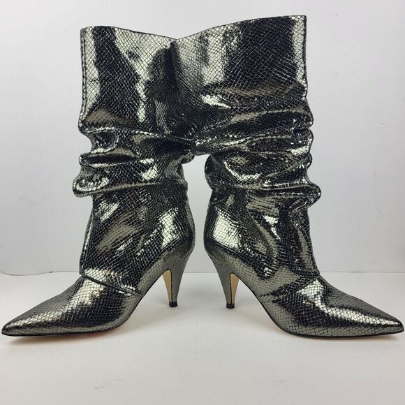 Marc Fisher LTD Boots Paityn Slouch Pointed Toe Shiny Metallic Size 6.5M - Picture 10 of 13
